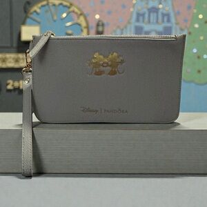 Disney Pandora Limited Edition Wristlet Purse Grey W/ Gold Embossed